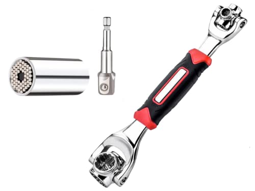 Kellegour Llave de Vaso Universal,con Cabezal Giratorio de 360 Grados,Herramienta de Llave de Tubo 8...