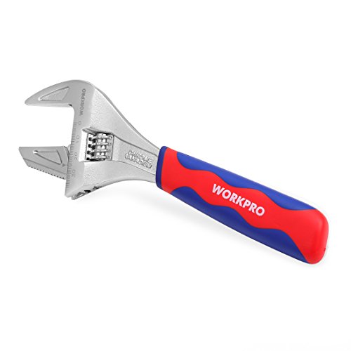 WORKPRO Llave Inglesa 200 mm, Llave Ajustable 2 en 1 de Apertura Extra Ancha de 42 mm, Llave...