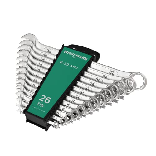 Juego extragrande de llaves combinadas 26 pzas 6-32 mm de WIESEMANN 1893 | Con cabeza fija y un...