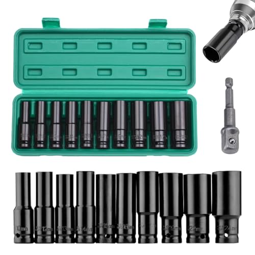 Juego De 11 Tuercas Para Llave De Impacto, Juego De Herramientas Con Accionamiento MéTrico De 10-24...