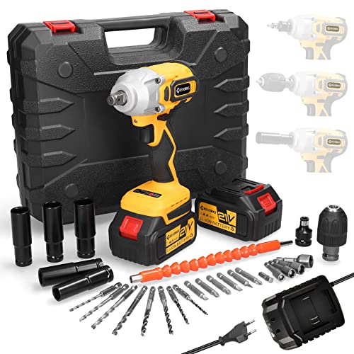 Geevorks Llave de Impacto a Bateria,Llave de Impacto Electrica, Atornillador Impacto alto par 600...